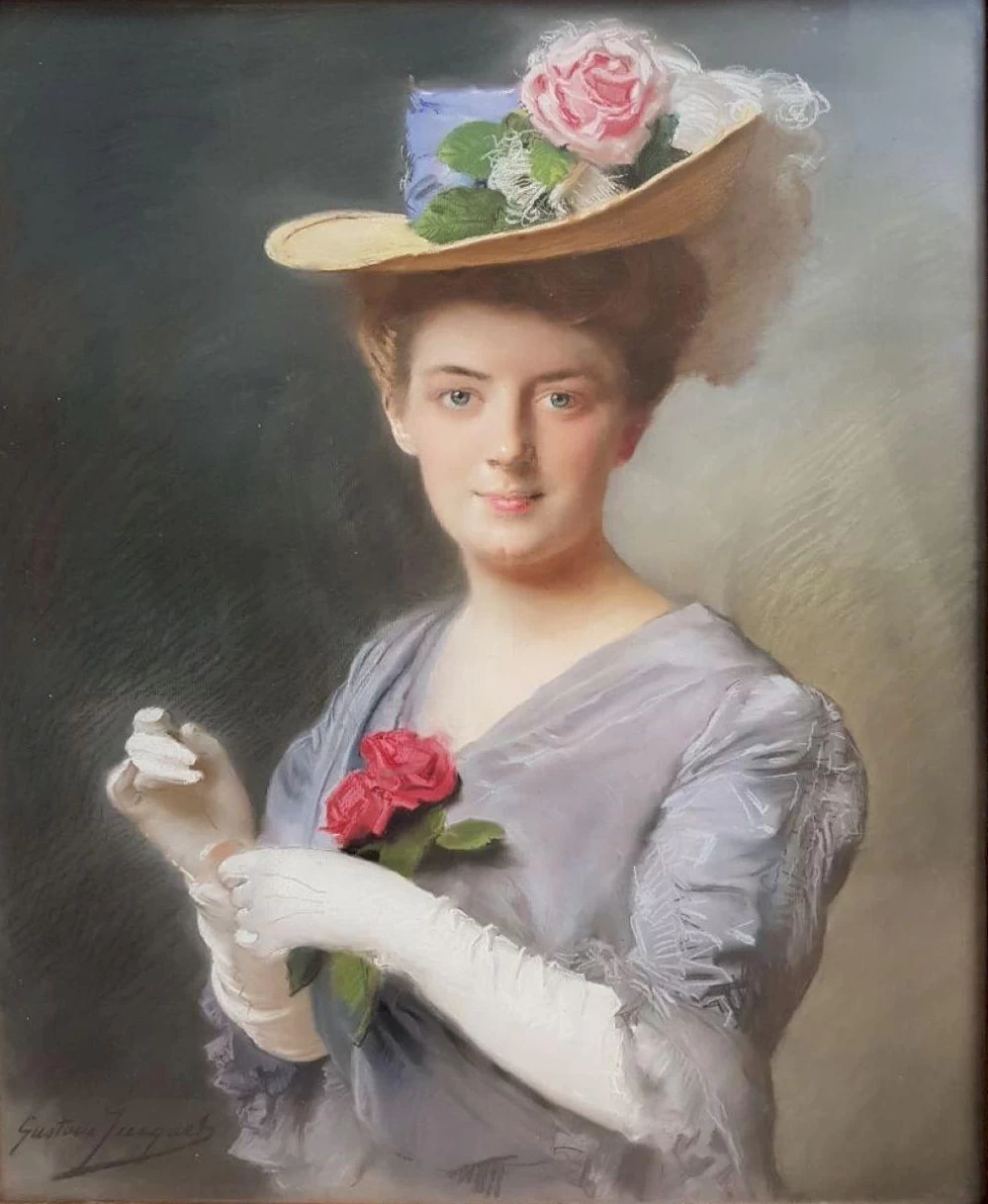 La dama con i guanti, ritratto a mezzo busto